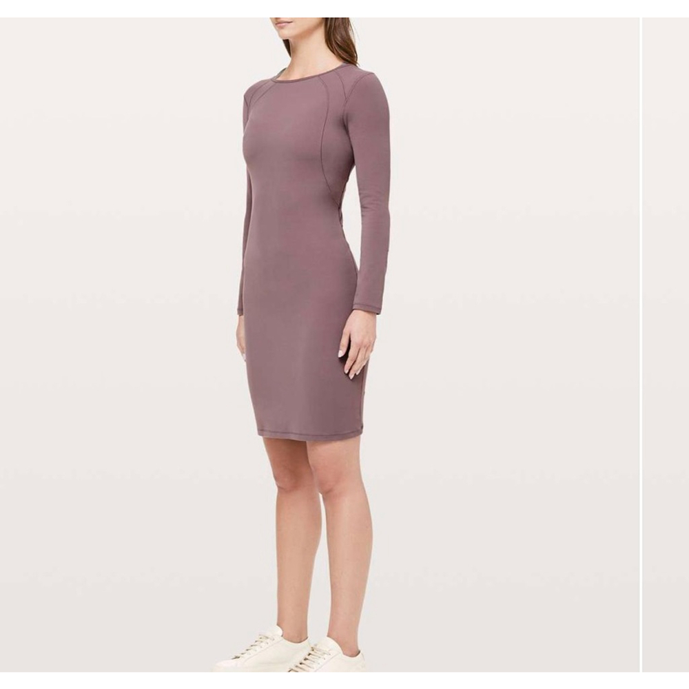 Lululemon Contour Dress Nulu 6 Long Sleeve Open Back Crossover Athletic Casual
